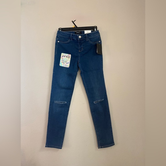 Girls Jeans Size 14 Blue Skinny Stretch Denim Distressed NWT” DKNY mtp(13) - Picture 2 of 9